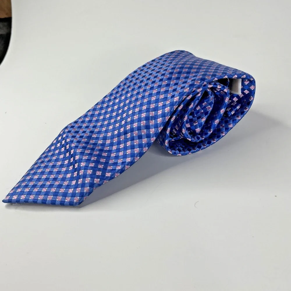 Michael Kors Men's Tie‎ Blue & Pink Plaid Multi Color Silk 59